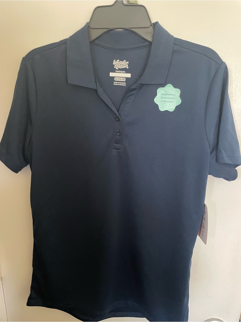 Wonder Nation Girl’s Navy Polo Shirt - Classic Short Sleeve